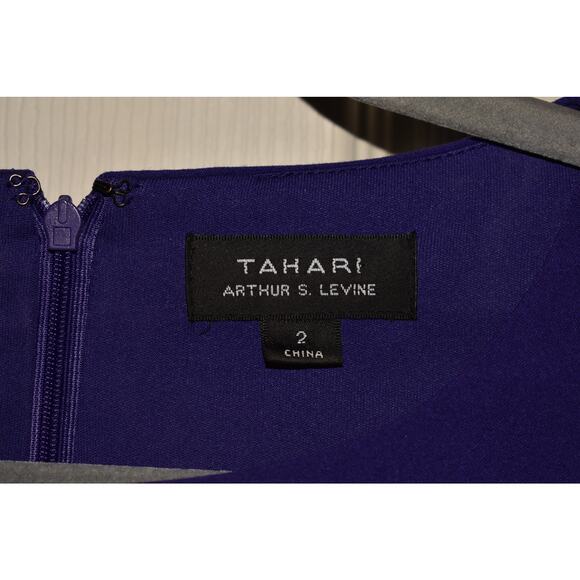 TAHARI ASL $149 Purple Short Sleeve Fit & flare Dress Structured Seams‎ Size 2 - Picture 3 of 3